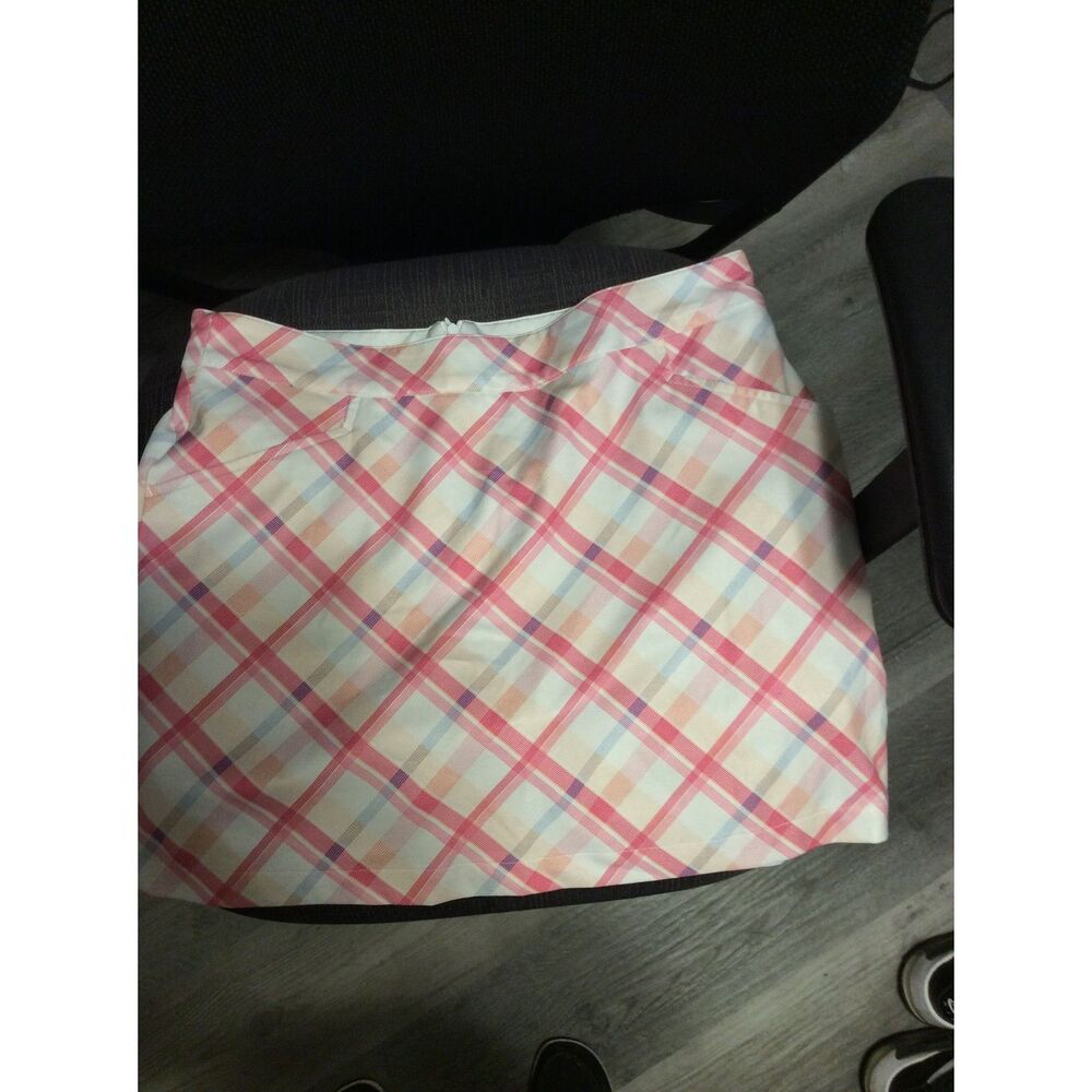 Tommy Armour Dri Logic Golf Skirt Size 10 Stripes Pink White Tennis Pickleball